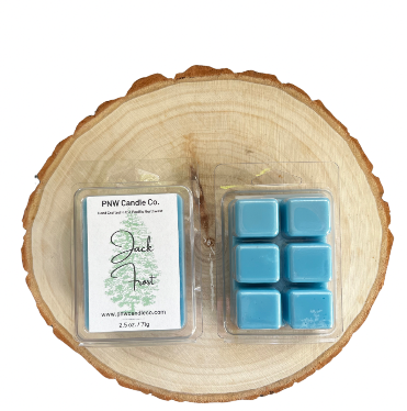 PNW Candle Co Jack Frost scented wax tart, winter-themed wax melt with icy scent in a decorative wax tart shape.