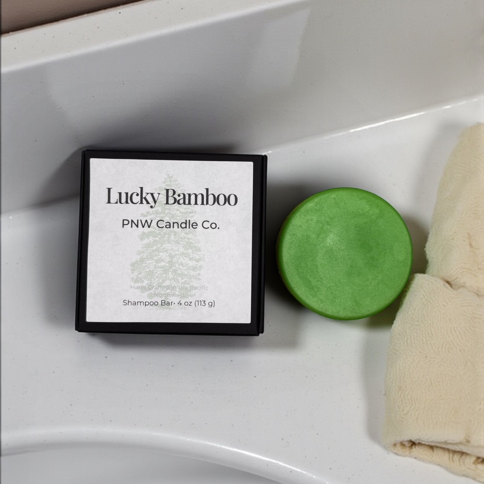 Handcrafted PNW Candle Co. Signature Shampoo Bar with a smooth finish.
