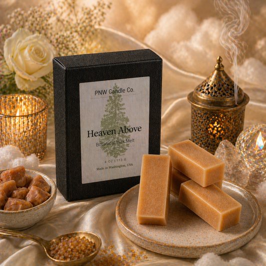 PNW Candle Co Heaven Above scented wax tart, a decorative wax melt with celestial design and soft pastel colors.