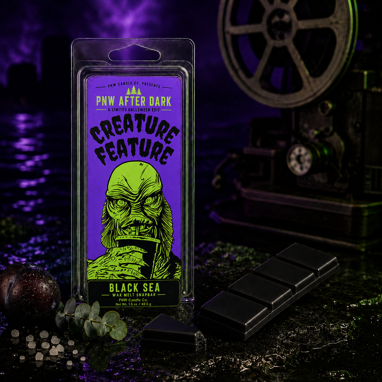 Creature Feature Black Sea Snapbar wax melt in the PNW After Dark collection