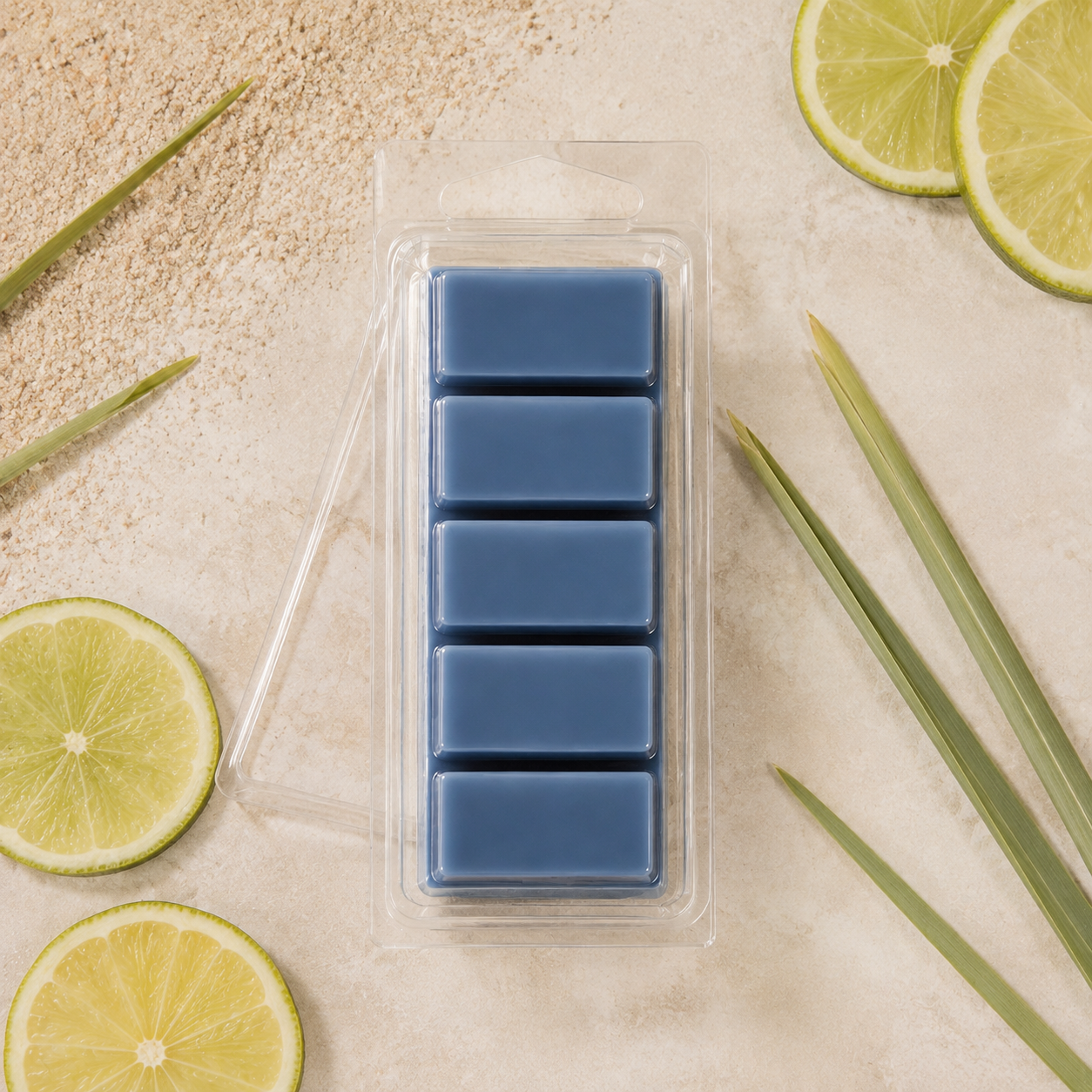Nirvana five-section Snapbar wax melt in a clear hinged container with minimalist citrus styling
