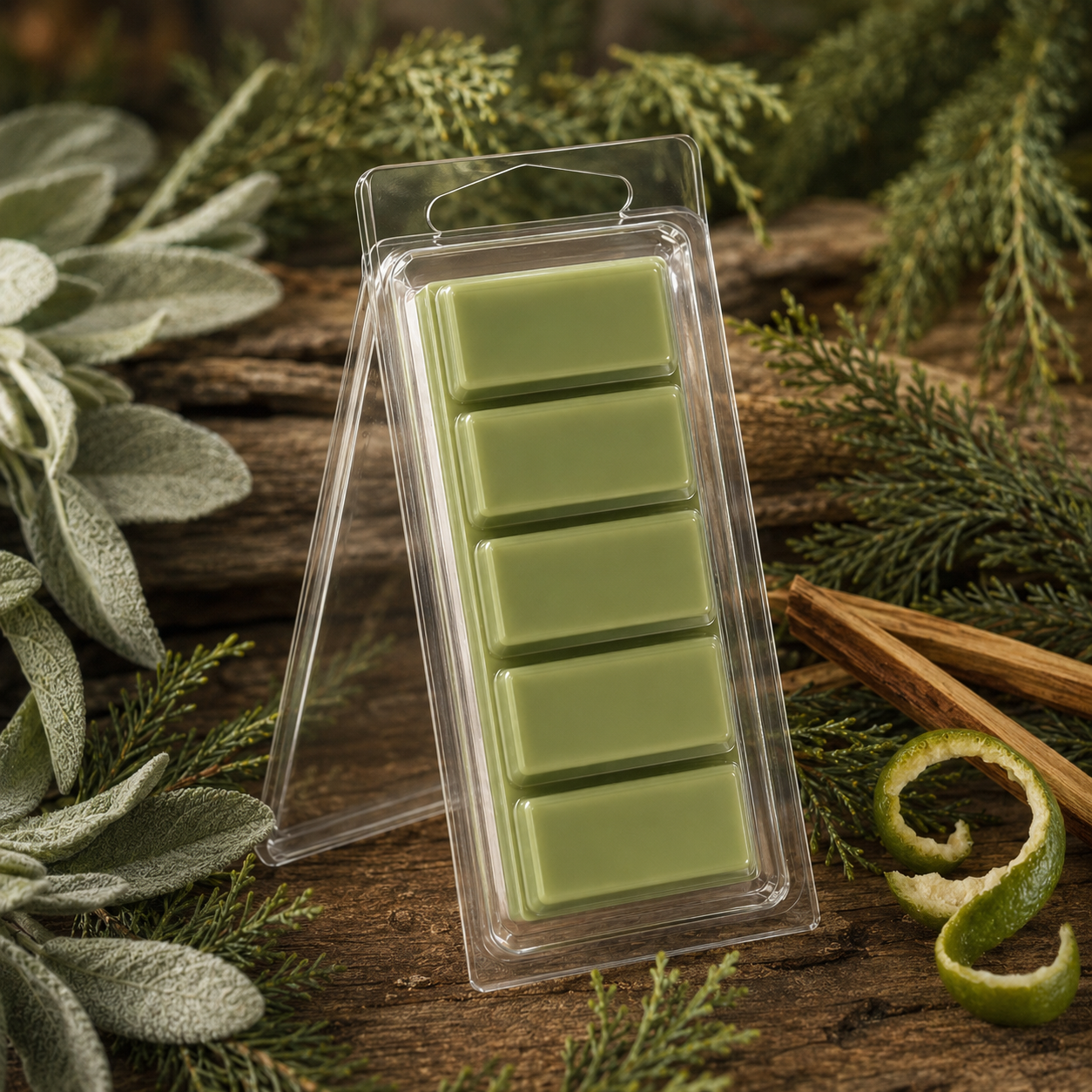 Sage and Cypress 2 oz Snap Bar included in the Wax Melt Starter Gift Set.