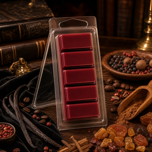 Deep burgundy Shadows and Seduction 1.5 oz five-piece Snapbar with spices, coffee, vanilla and amber